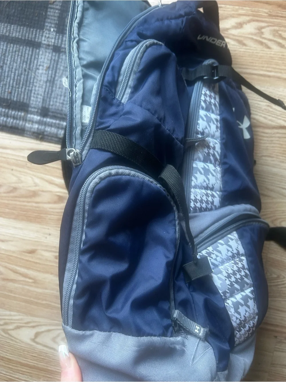 Under Armour Navy Blue and Gray Men's Backpack with Houndstooth Accents